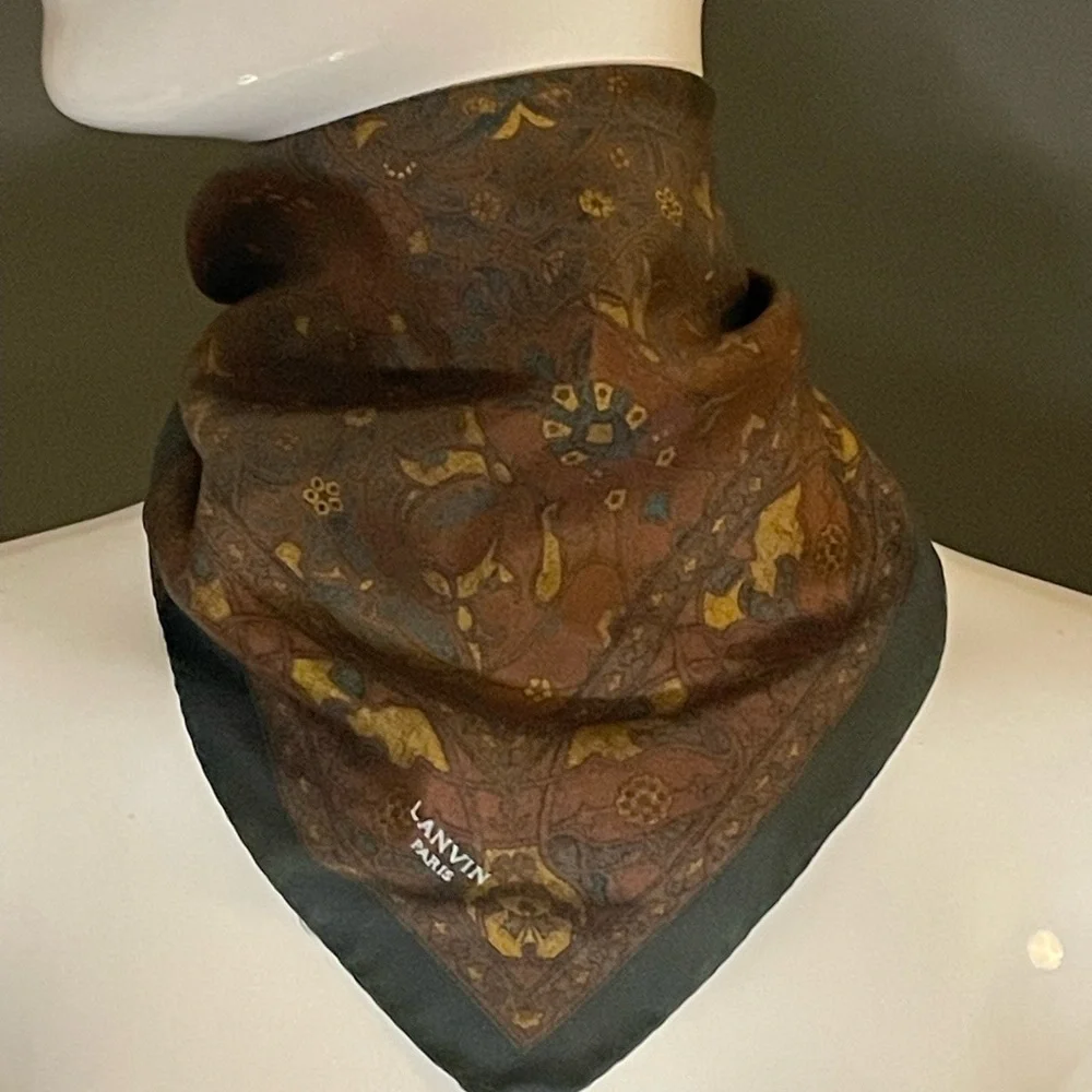 Vintage Lanvin Paris Solk Scarf Handkerchief 17 In Excellent Condition - Picture 3 of 5